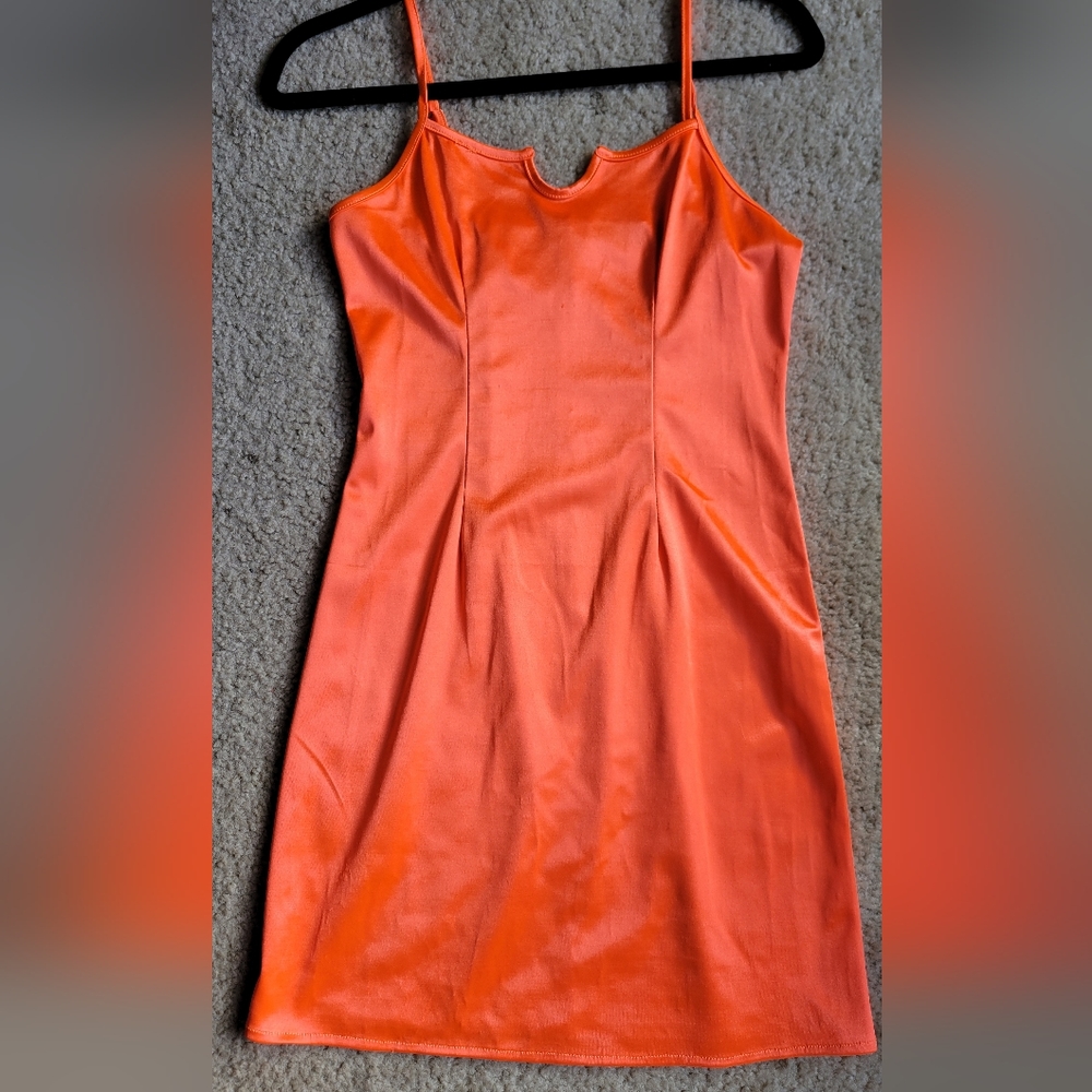Tangerine Dream: Shane Justin Medium Size Satin Mini Dress